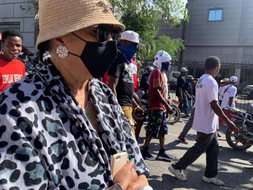 Liliane Pierre-Paul, a renown journalist, moments before police started firing tear gas at the crowd in Pétion-Ville during a march to protest the reinstatement of a dictatorship in Haiti.