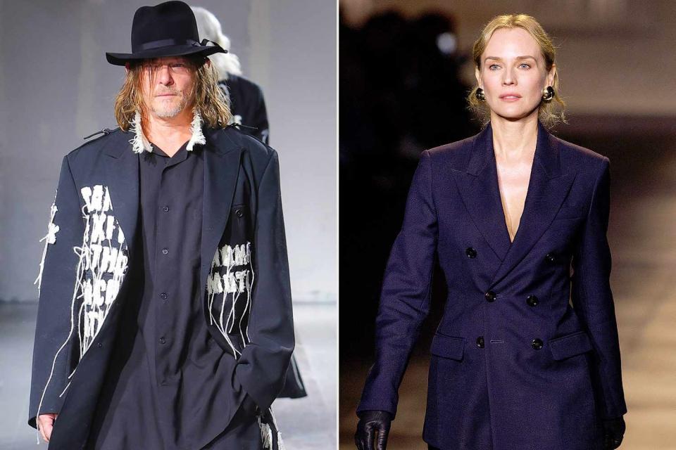 <p>Victor VIRGILE/Gamma-Rapho via Getty Images;  Marc Piasecki/WireImage</p> Norman Reedus makes runway debut while Diane Kruger returns to the catwalk at seprate shpw