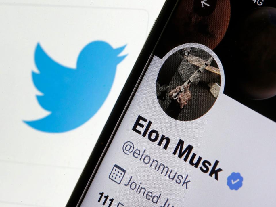 Elon Musk's Twitter account with Twitter logo.