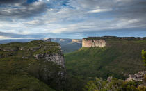 Climbing up a plateau to reach the ultimate lookout across to the Three Brothers.