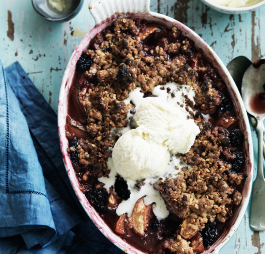 We didn't think peach and blackberries would go together either. Then we tried this. Recipe: Peach and Blackberry Crisp