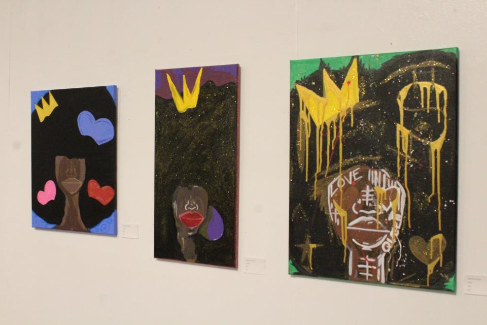 These paintings by Valentine 89 Reyes, a local artist, are among Allison Allison's proudest additions to the exhibit.