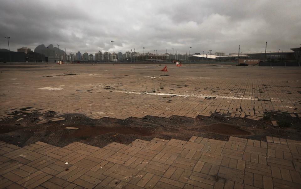 This photo shows how the flooring of Olympic Park is becoming damaged.