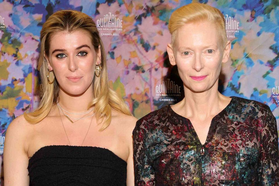 <p>Andreas Rentz/Getty </p> Honor Swinton Byrne and Tilda Swinton