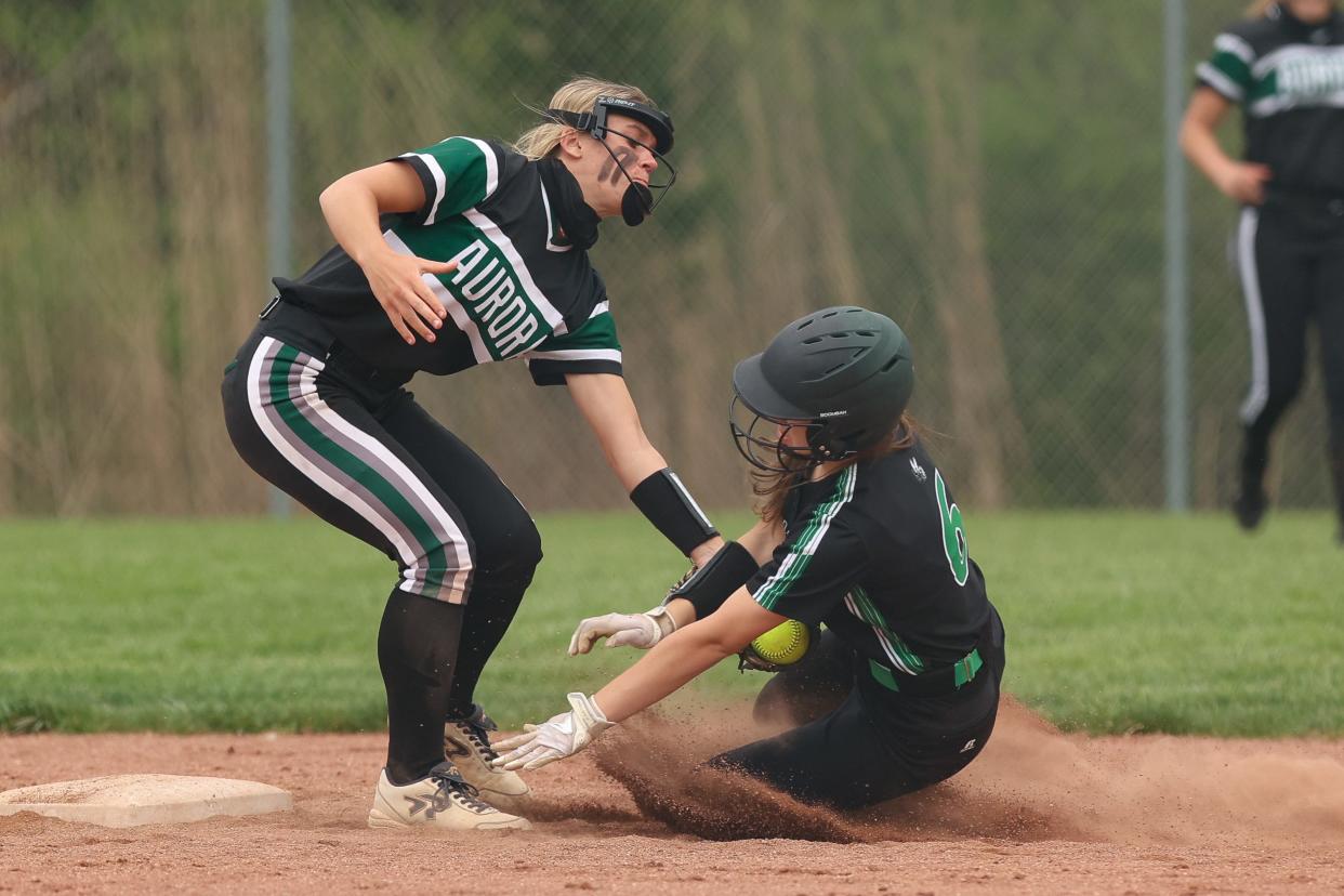 Aurora shortstop Maddie Zdanowicz makes a play in a recent game.