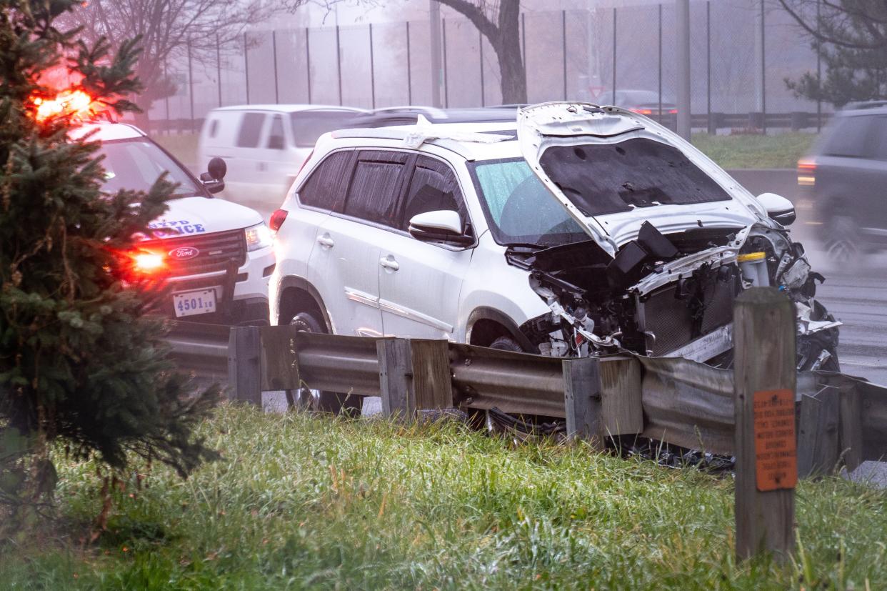 A man driving a white Toyota Highlander northbound on the Whitestone Expressway was killedafter he lost control and crashed into the guard rail near 141st Street in Queens on Dec. 11, 2021. 