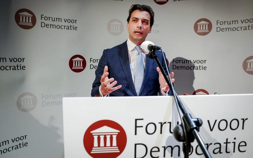 Thierry Baudet’s fledgling Forum for Democracy won the largest share of the vote in regional elections, which decide the make-up of the upper house - AFP