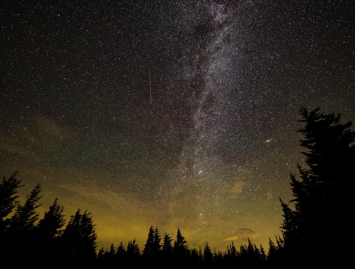 A meteor is seen streaking across the sky from West Virginia (Nasa)