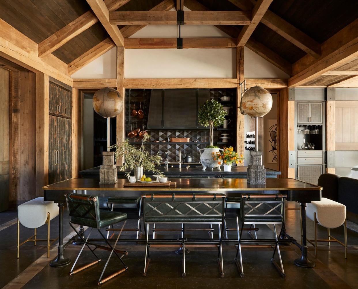 kitchen interior, rustic, wood beams