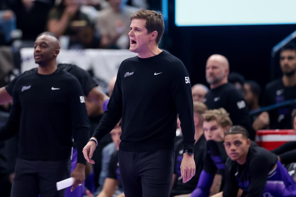 Utah Jazz head coach Will Hardy calls out from the bench during the game against the Portland Trail Blazers at the Delta Center in Salt Lake City on Tuesday, Nov. 14, 2023. | Spenser Heaps, Deseret News