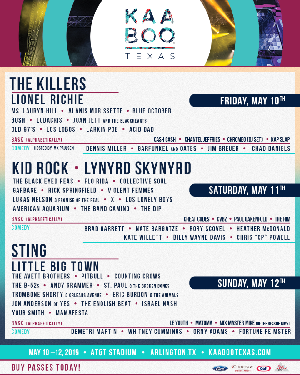 KAABOO Texas Daily Lineup Poster win vip tickets giveaway