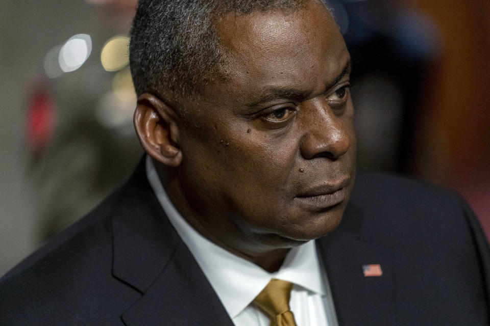 Secretary of Defense Lloyd Austin appears at a Senate Armed Services budget hearing on Capitol Hill in Washington, Thursday, June 10, 2021. (AP Photo/Andrew Harnik)