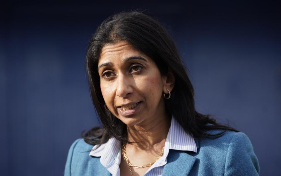 The Home Secretary Suella Braverman will on Tuesday unveil a new law to detain migrants who arrive illegally and deport them - Danny Lawson/PA