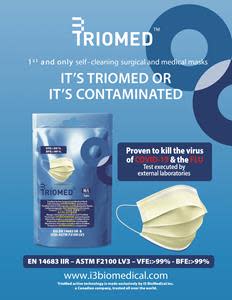 The Triomed active surgical mask deactivates 99% of SARS-CoV-2 virus within minutes