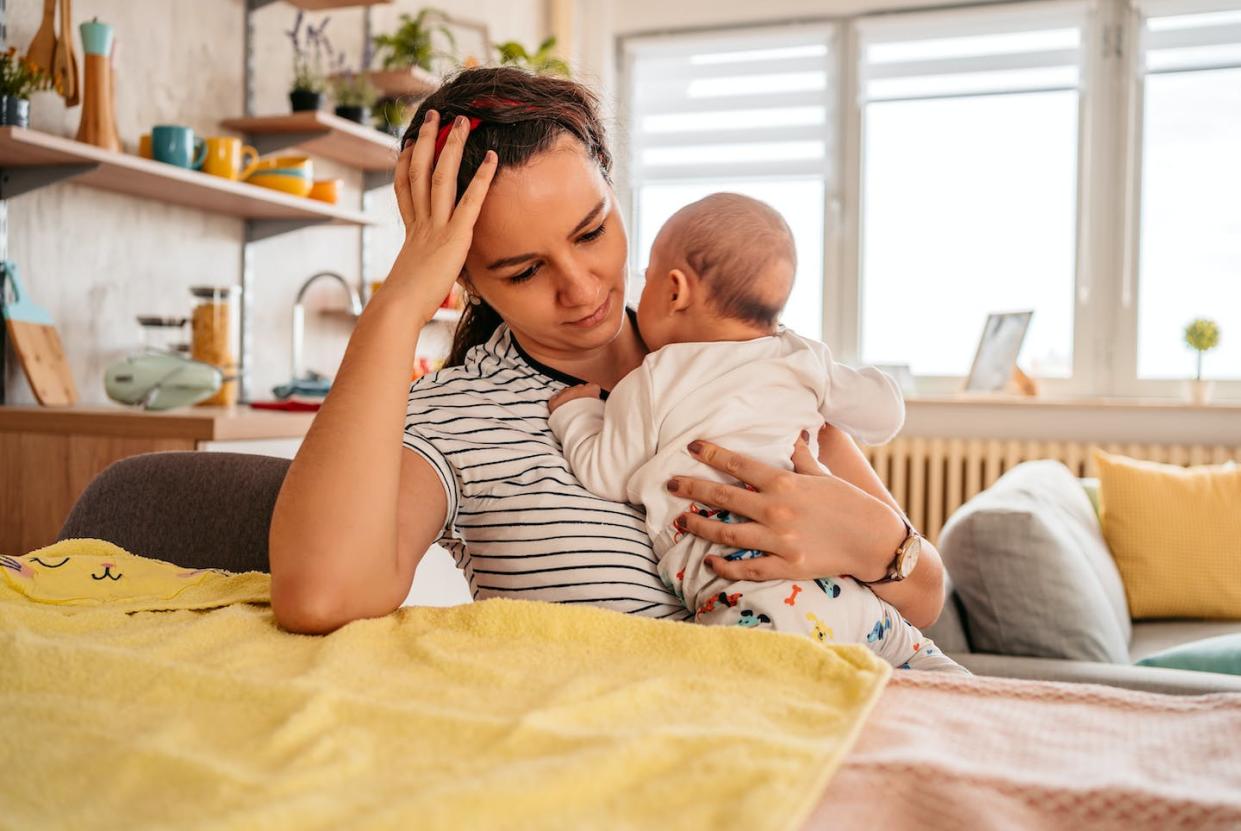 Without full access to reproductive health care, traumatic birth experiences will undoubtedly rise. <a href="https://www.gettyimages.com/detail/photo/mother-holding-her-newborn-baby-feeling-sleepy-royalty-free-image/1351160342?adppopup=true" rel="nofollow noopener" target="_blank" data-ylk="slk:urbazon/E+ via Getty Images;elm:context_link;itc:0;sec:content-canvas" class="link ">urbazon/E+ via Getty Images</a>