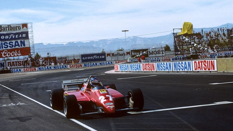 A photo of a Formula 1 car on track at the Caesars Palace Grand Prix. 