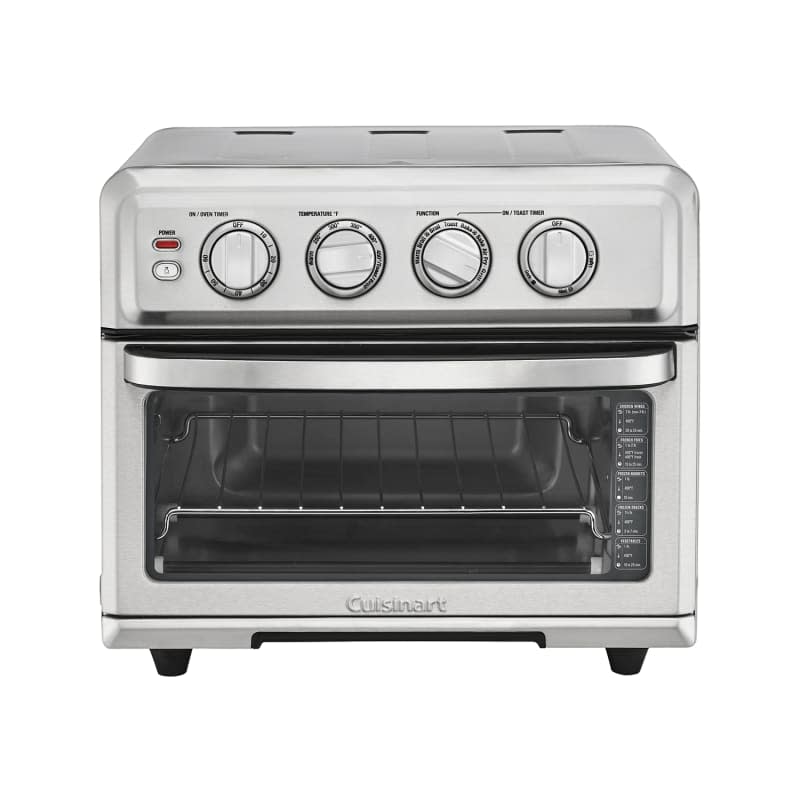 Silver toaster oven with air frying setting