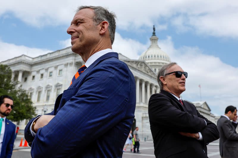 The U.S. House Freedom Caucus holds a press conference at the U.S. Capitol in Washington