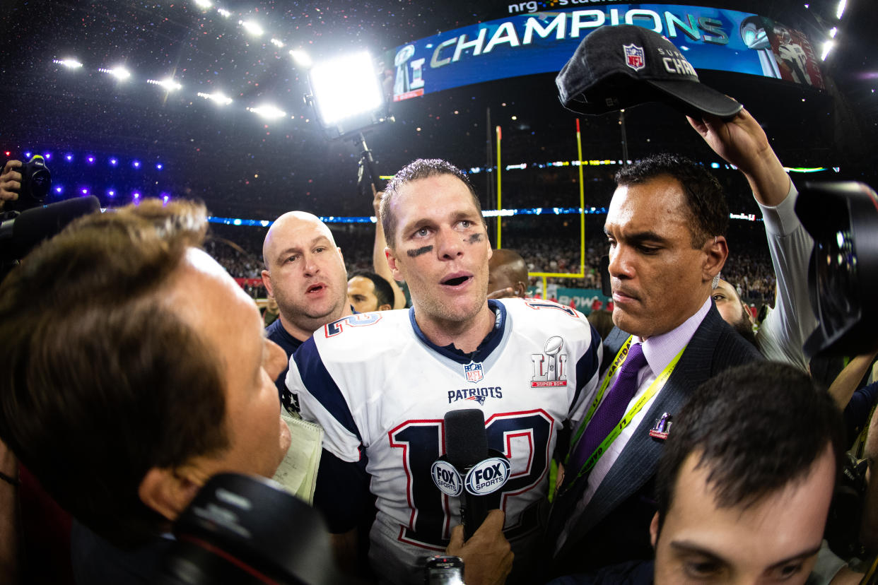 Tom Brady and the New England Patriots' comeback in Super Bowl LI was a bad beat for Falcons bettors that day. (Photo by Simon Bruty/Anychance/Getty Images)