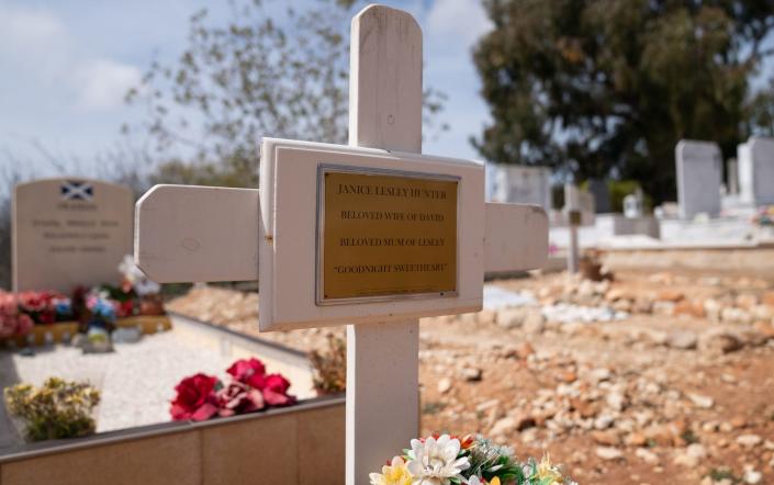 The grave of Janice Hunter at the cemetery in Tremithousa, Cyprus - Joe Giddens/PA