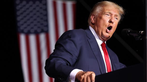 PHOTO: Former U.S. President Donald Trump speaks during a campaign rally in Minden, Nev., Oct. 8, 2022. (Justin Sullivan/Getty Images)