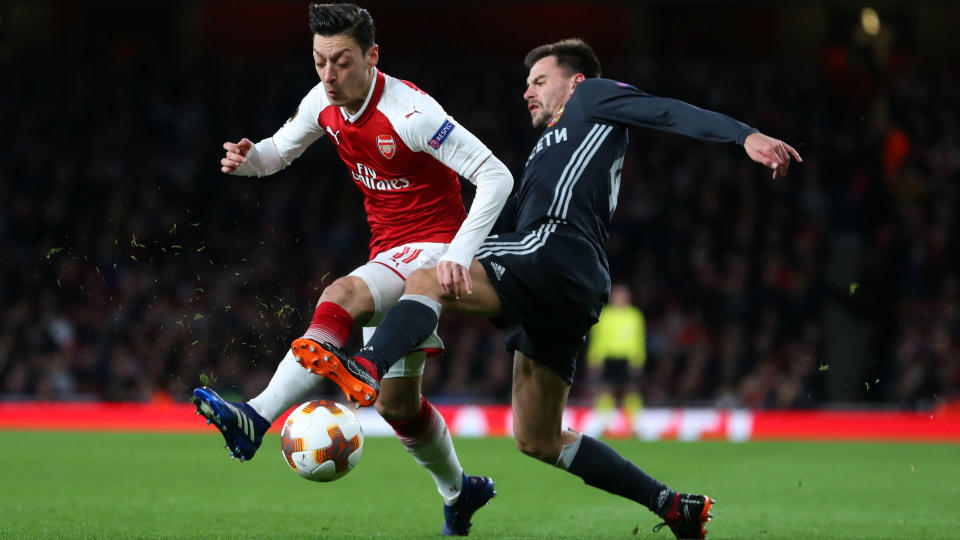 Mesut Ozil produced a fine performance against CSKA Moscow on Thursday, winning a penalty and setting up two goals as Arsenal won 4-1.