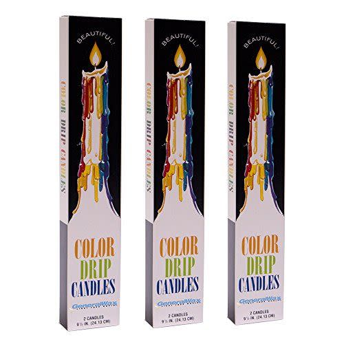 22) Color Drip Candles, 3-Pack (6 candles total)