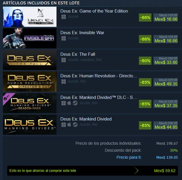 Toda la saga Deus Ex está en oferta en Steam