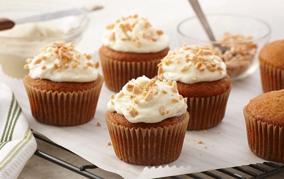 Pumpkin Cupcakes with Almond Cream Cheese Frosting