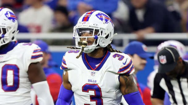 PHOTO: Buffalo Bills safety Damar Hamlin (3) is seen during the second half of an NFL football game against the Detroit Lions in Detroit, Nov. 24, 2022. (Jorge Lemus/NurPhoto via Getty Images, FILE)