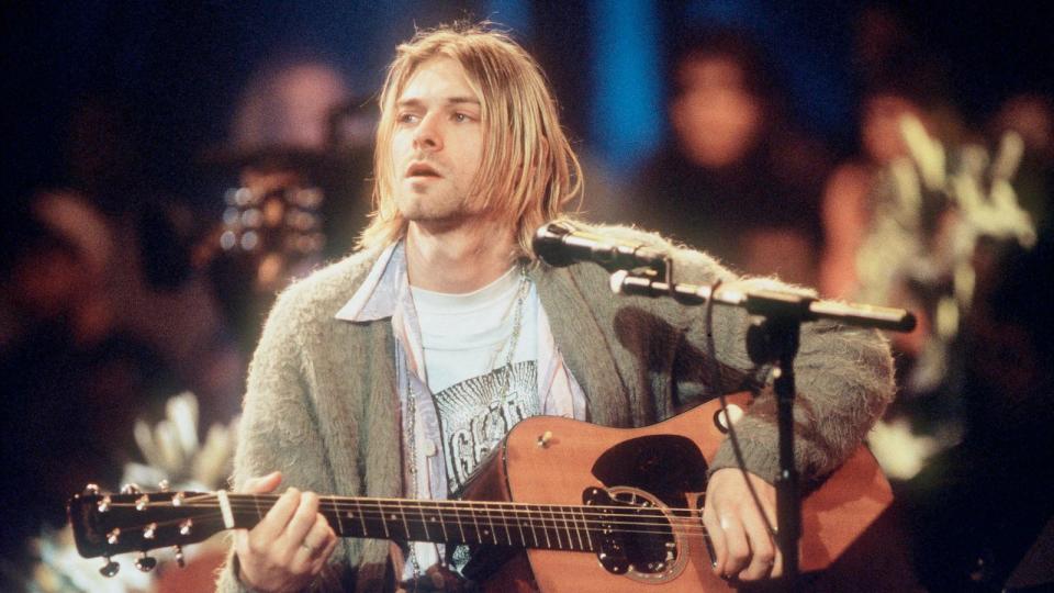 PHOTO: Kurt Cobain of Nirvana during the taping of MTV Unplugged at Sony Studios in New York, Nov. 18, 1993.  (Frank Micelotta Archive/Getty Images)