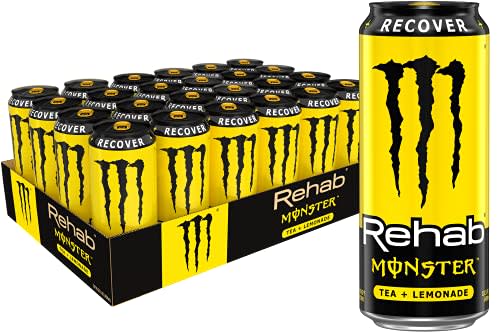Monster Rehab Tea + Lemonade + Energy, Energy Iced Tea, 15.5 Fl Oz (Pack of 24)