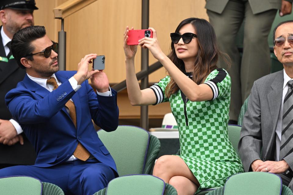 Dominic Cooper and Gemma Chan at All England Lawn Tennis and Croquet Club on July 06, 2022 in London, England.