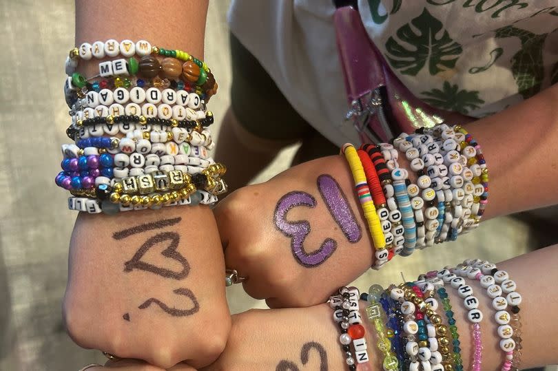 Courtney and Emily have made around 45 friendship bracelets for the Anfield show