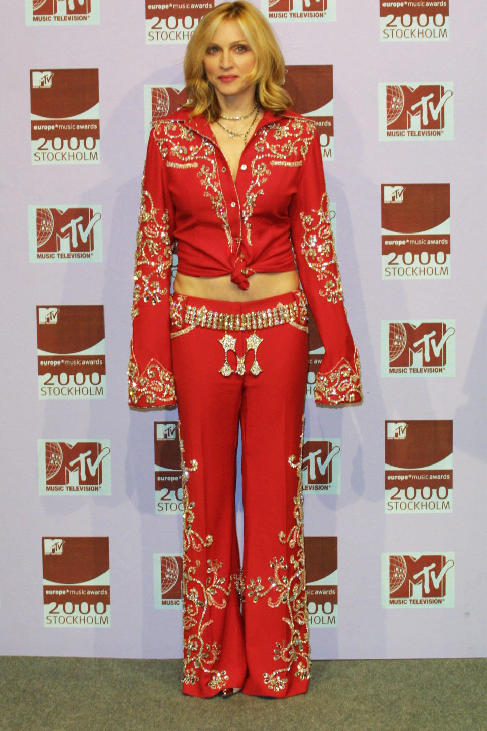 Madge wore this western-inspired ensemble to the MTV Europe Music Awards in Stockholm.