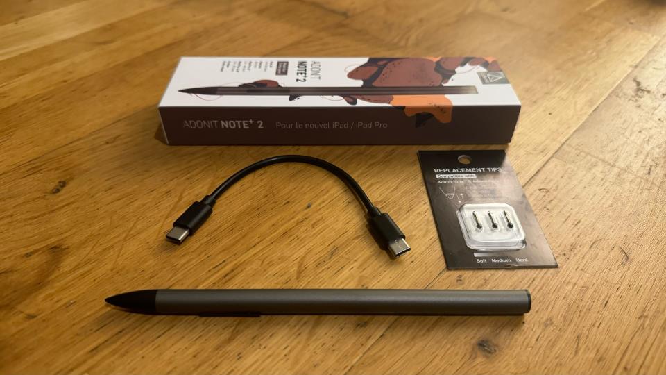 An Adonit Note+ 2 stylus on a desk