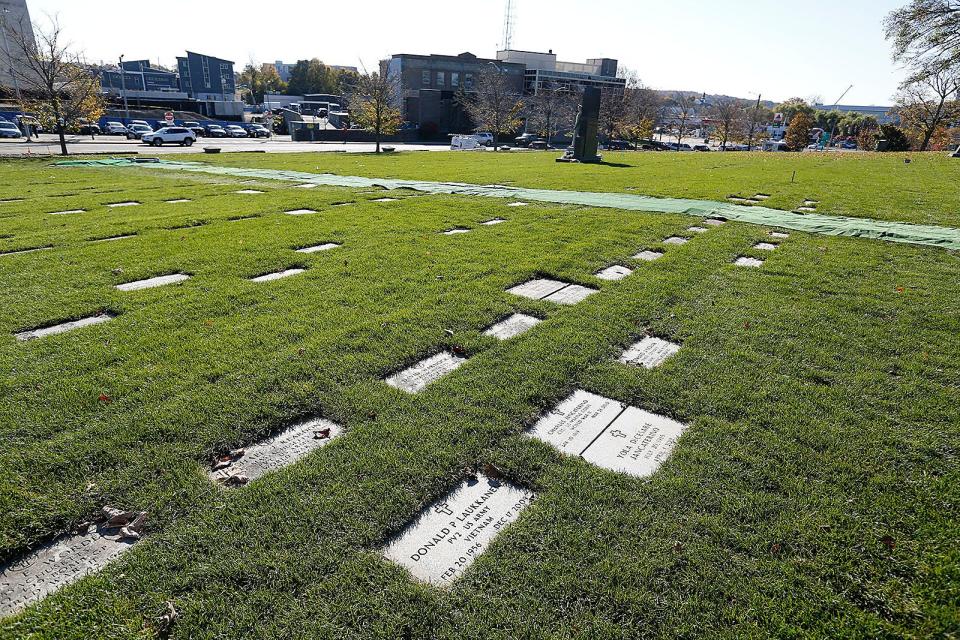 Veterans' headstones at Mount Wollaston Cemetery in Quincy were reset in time for Veterans Day last month.