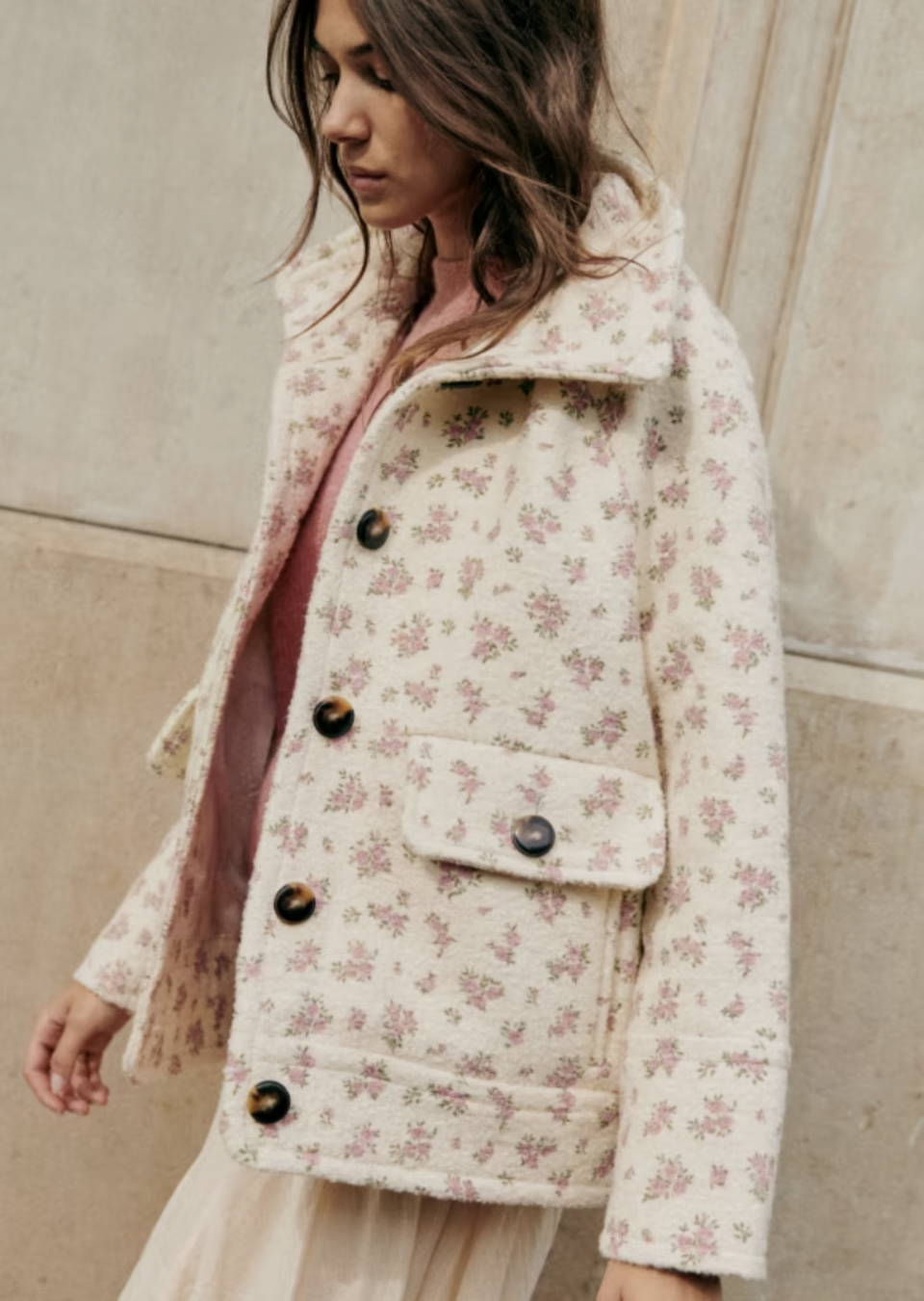 Léo Coat Little Roses print