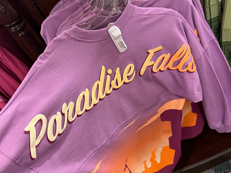 disney paradise falls spirit jersey at a gift shop in disney world