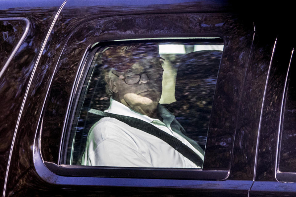 President Donald Trump departs Trump National Golf Club, Sunday, Oct. 22, 2017, in Sterling, Va. (AP Photo/Andrew Harnik) (Photo: ASSOCIATED PRESS)