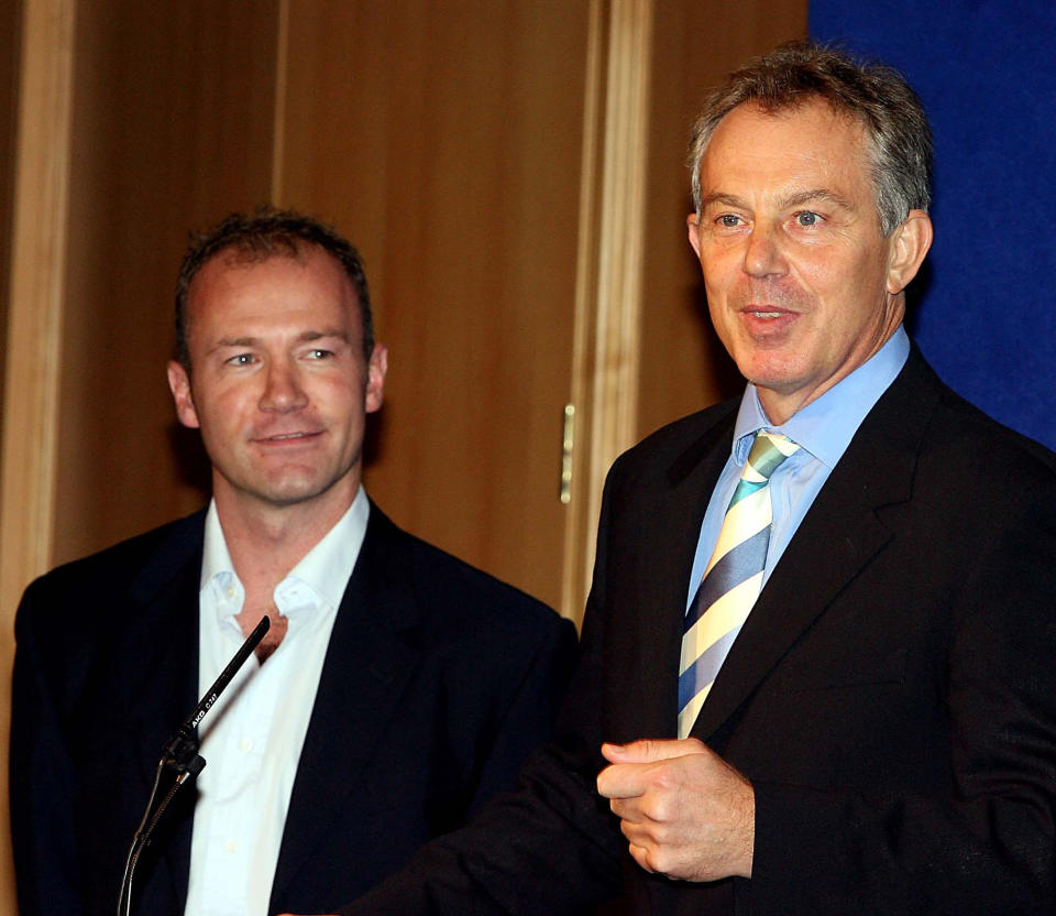 Tony Blair with Newcastle United legend Alan Shearer