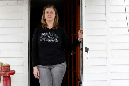 Alexis Pleus, Founder of Truth Pharm, a group that raises awareness for opioid abuse, poses for a portrait at her property in Windsor, New York, U.S., April 6, 2018. REUTERS/Andrew Kelly