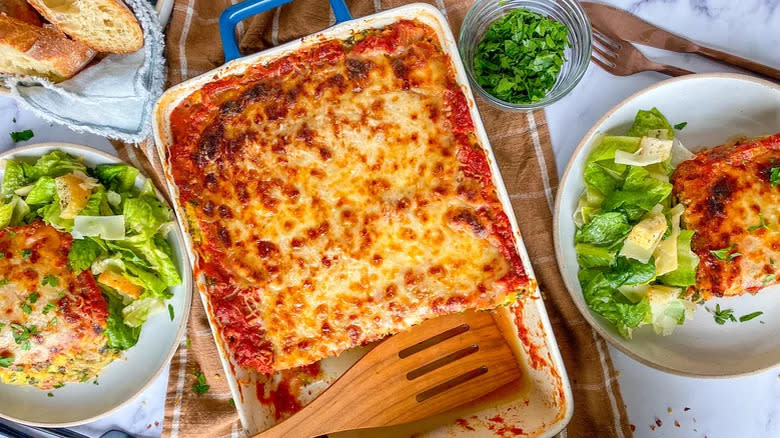 Spaghetti squash lasagna with salad