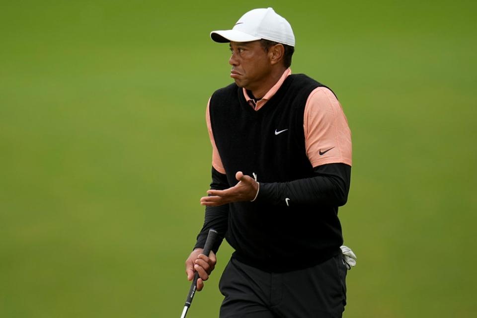 Tiger Woods gestures on the 17th green during the third round of the US PGA Championship (Sue Ogrocki/AP) (AP)