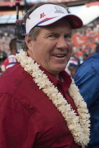 HONOLULU - JANUARY 30: Bill Bilichick, head coach of the American Football Conference team stands on the sideline during the 2011 NFL Pro Bowl at Aloha Stadium on January 30, 2011 in Honolulu, Hawaii.  (Photo by Kent Nishimura/Getty Images)