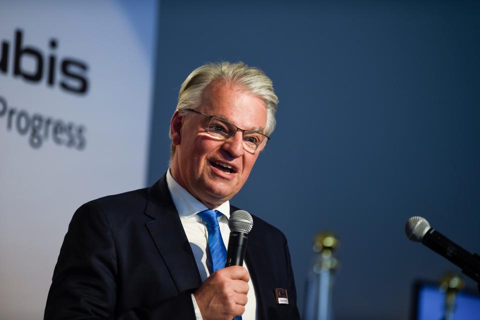 CEO of Aurubis AG Roland Harings speaks Friday during the Aurubis Richmond groundbreaking at Augusta Corporate Park.