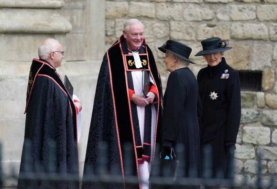 Lady Susan Hussey arrives for the funeral (right) (PA)