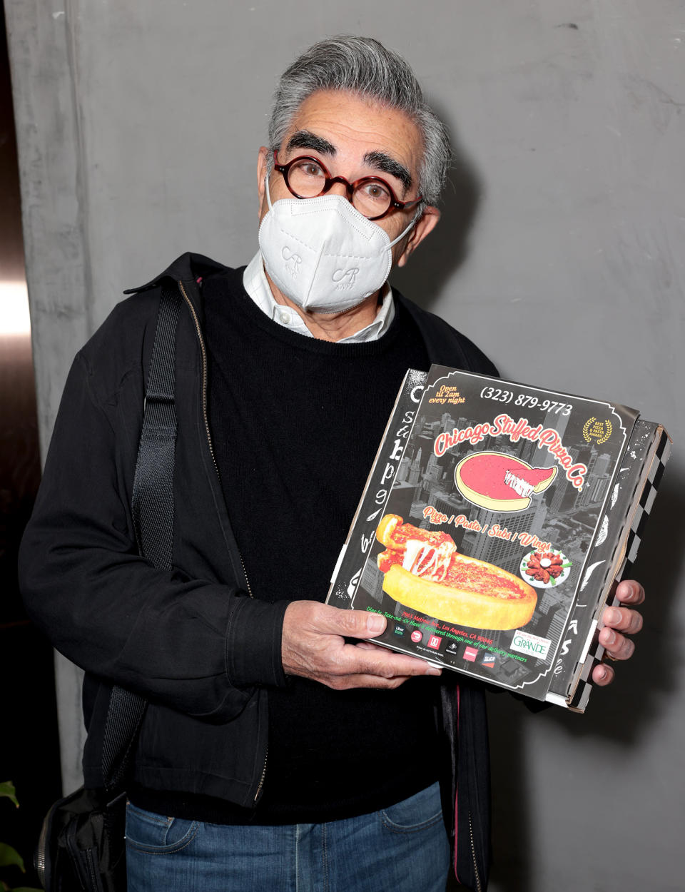 <p>Eugene Levy hangs out at the EON Mist Sanitizer Pre-Oscars Lounge, presented by GBK Brand Bar, at La Peer Hotel on Friday in L.A.</p>