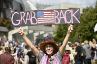 <p>Scotland United Against Trump demonstrators gather at the Scottish Parliament in Edinburgh before marching through the city to a “Carnival of Resistance” to protest the visit of the President Trump to the U.K. (Photo: Lesley Martin/PA Images via Getty Images) </p>