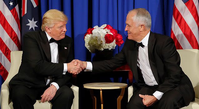 Donald Trump approached the handshake in a slightly gentler fashion than previous world leaders have seen. Photo: AAP